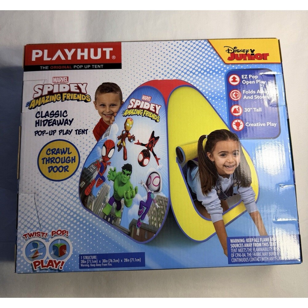 NIB Marvel Spidey Amazing Friends Classic Hideaway Pop-Up Play Tent Playhut